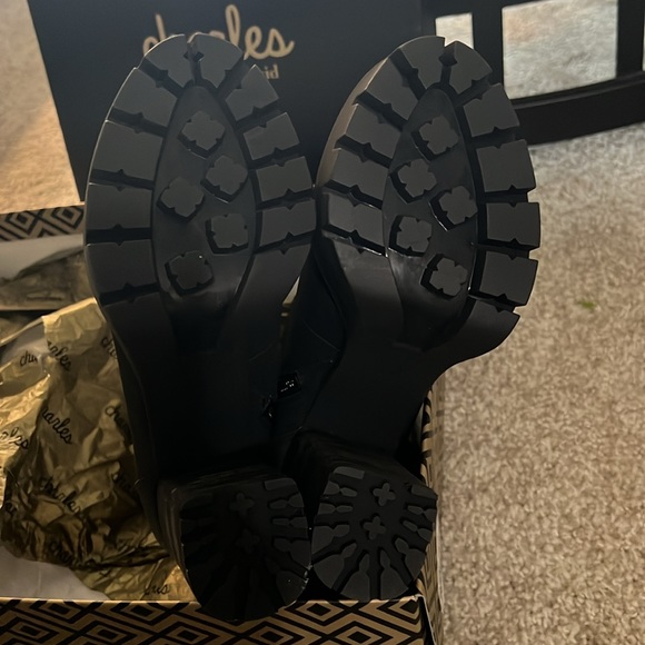 Black Platform Combat Boot, faux fur trim, size 7.5 - Picture 4 of 8